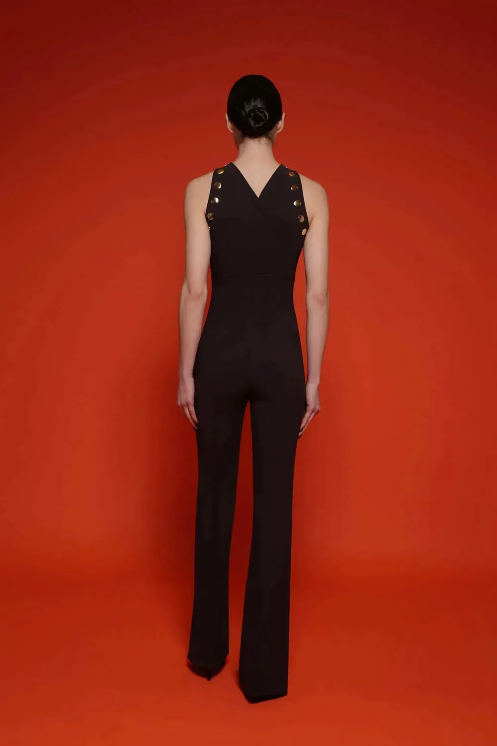 Trend4us Women’s Sleek Black Sleeveless Bandage Jumpsuit