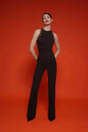 Trend4us Women’s Sleek Black Sleeveless Bandage Jumpsuit