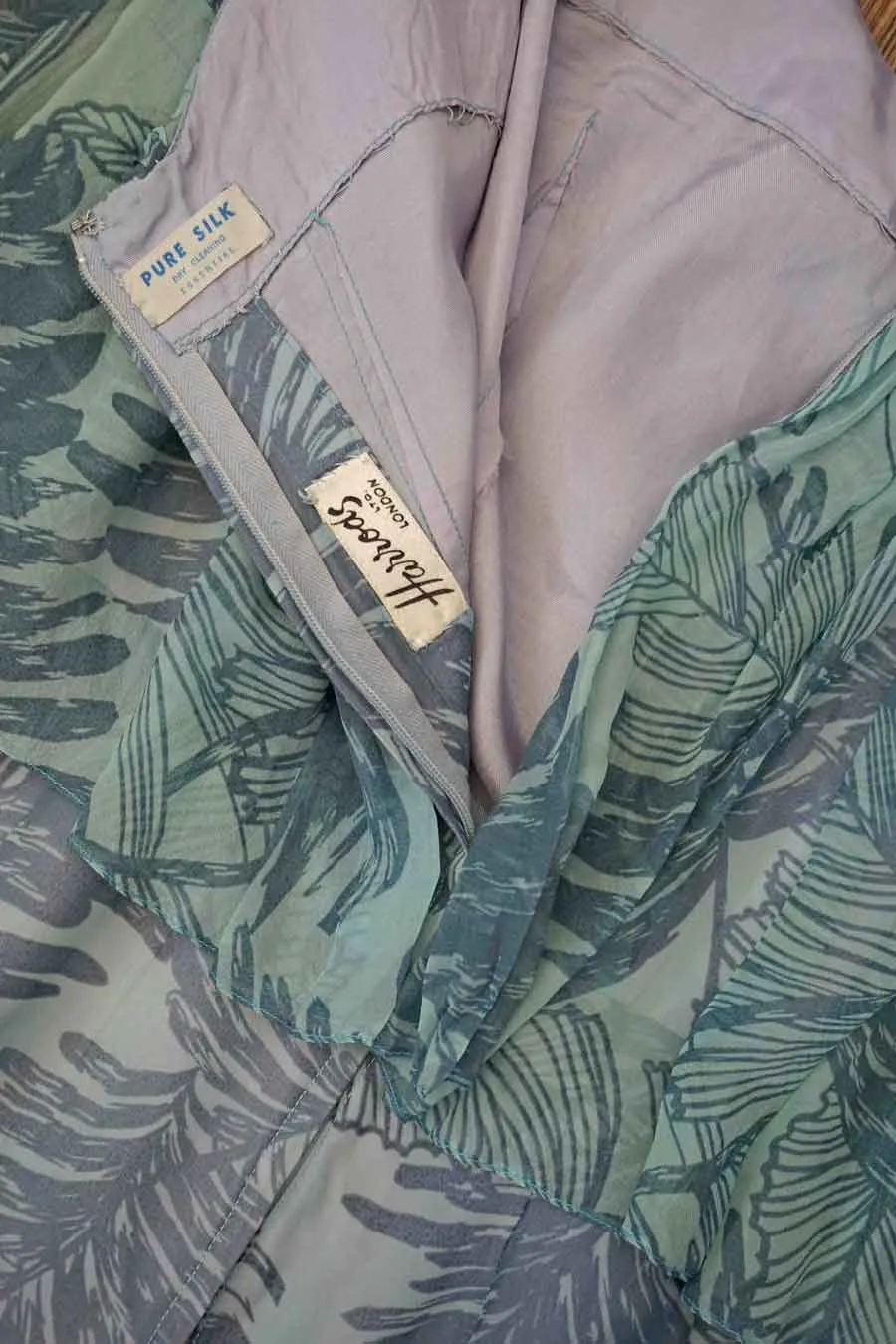 Tropical Blue Silk Vintage 1960s Mod Harrods Dress