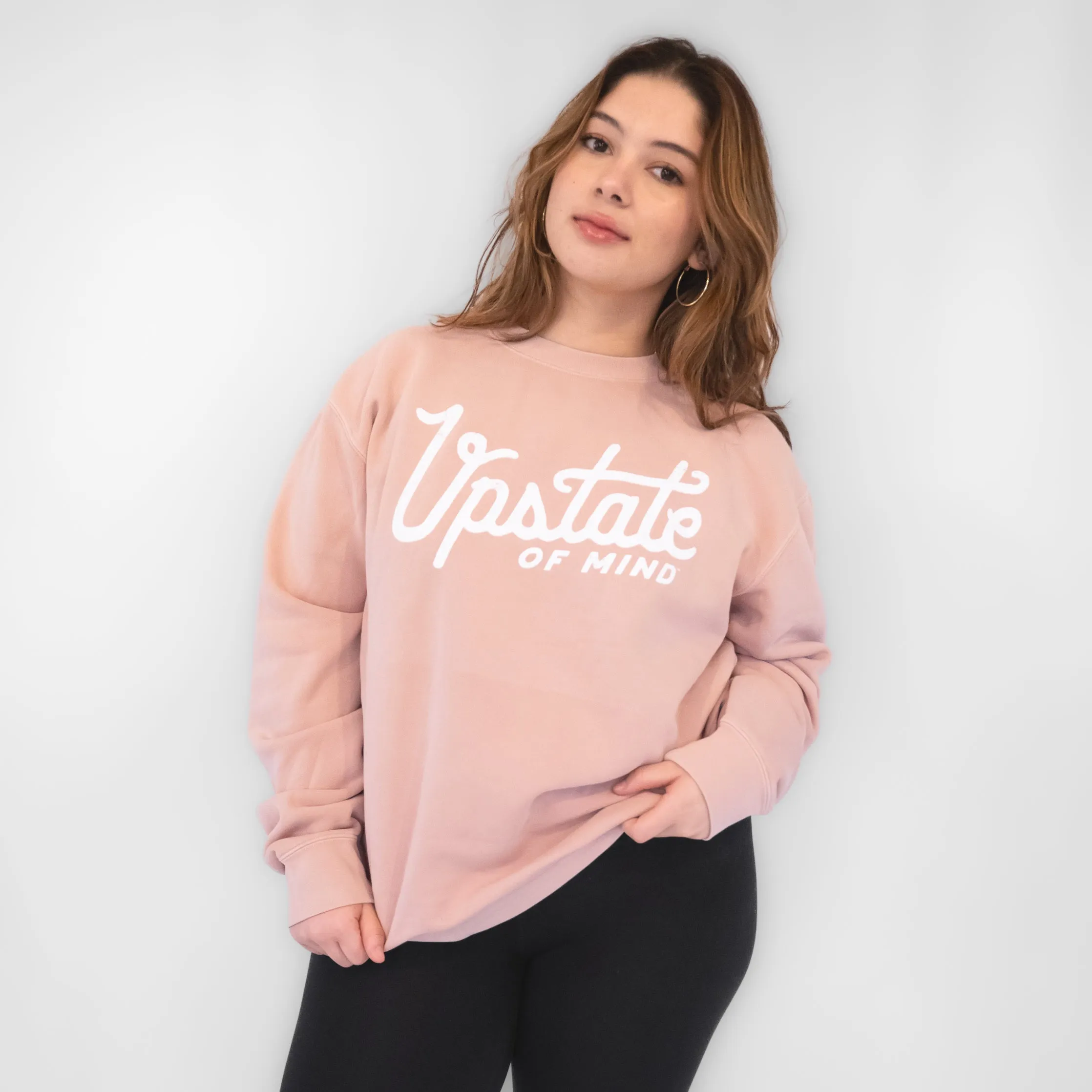 Upstate of Mind - Heritage Script Crewneck - Dusty Rose