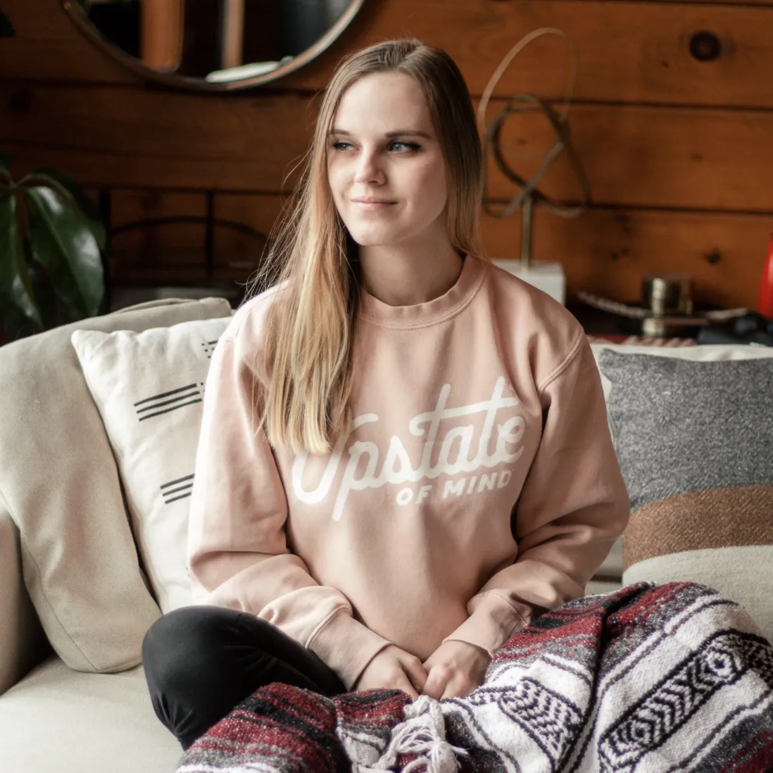 Upstate of Mind - Heritage Script Crewneck - Dusty Rose