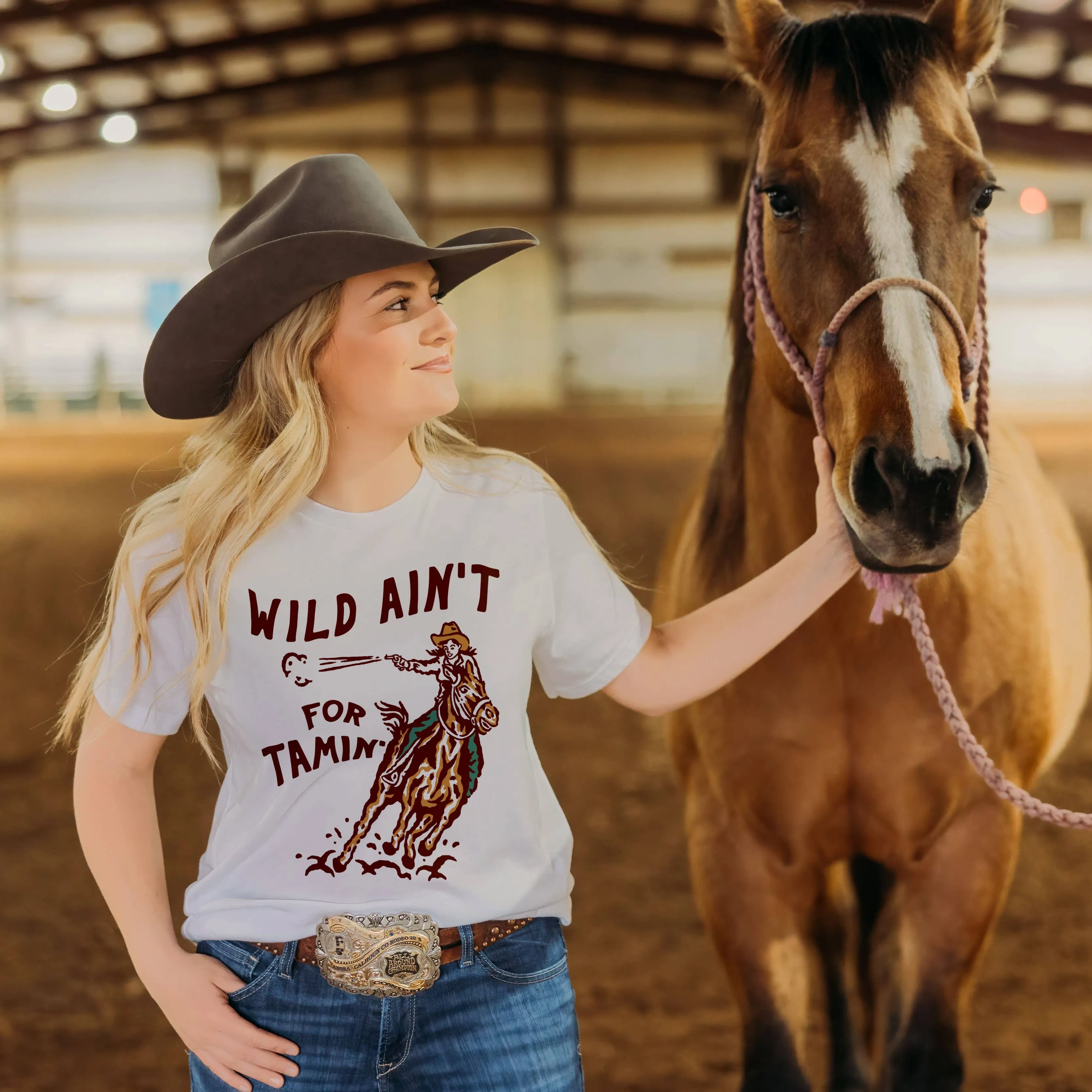 Wild Ain't For Tamin' Lightweight Western Tee in Ash