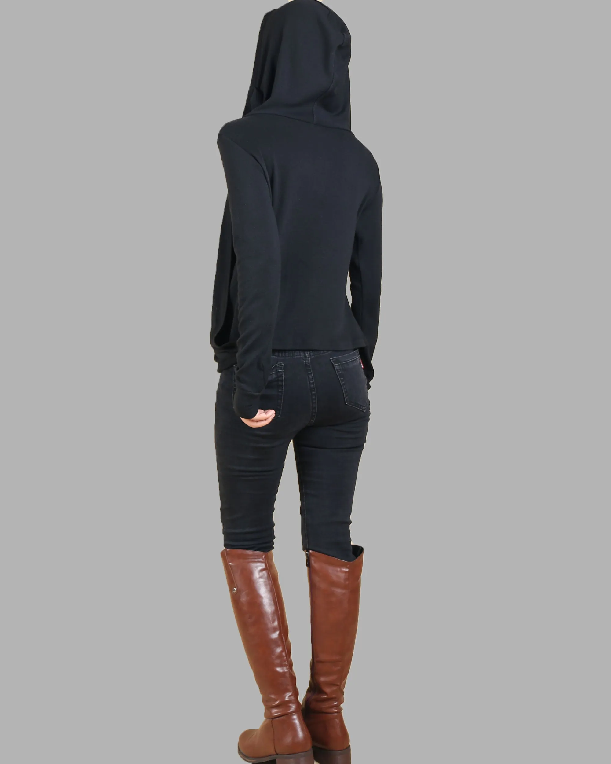 Womens cotton Top/Cotton Hoodie/Oversized Plus size Sweatshirt/Casual Top/Customized T-shirt/Asymmetry clothing/Boho t-shirt/Long Sleeve Shirt(Y3118)