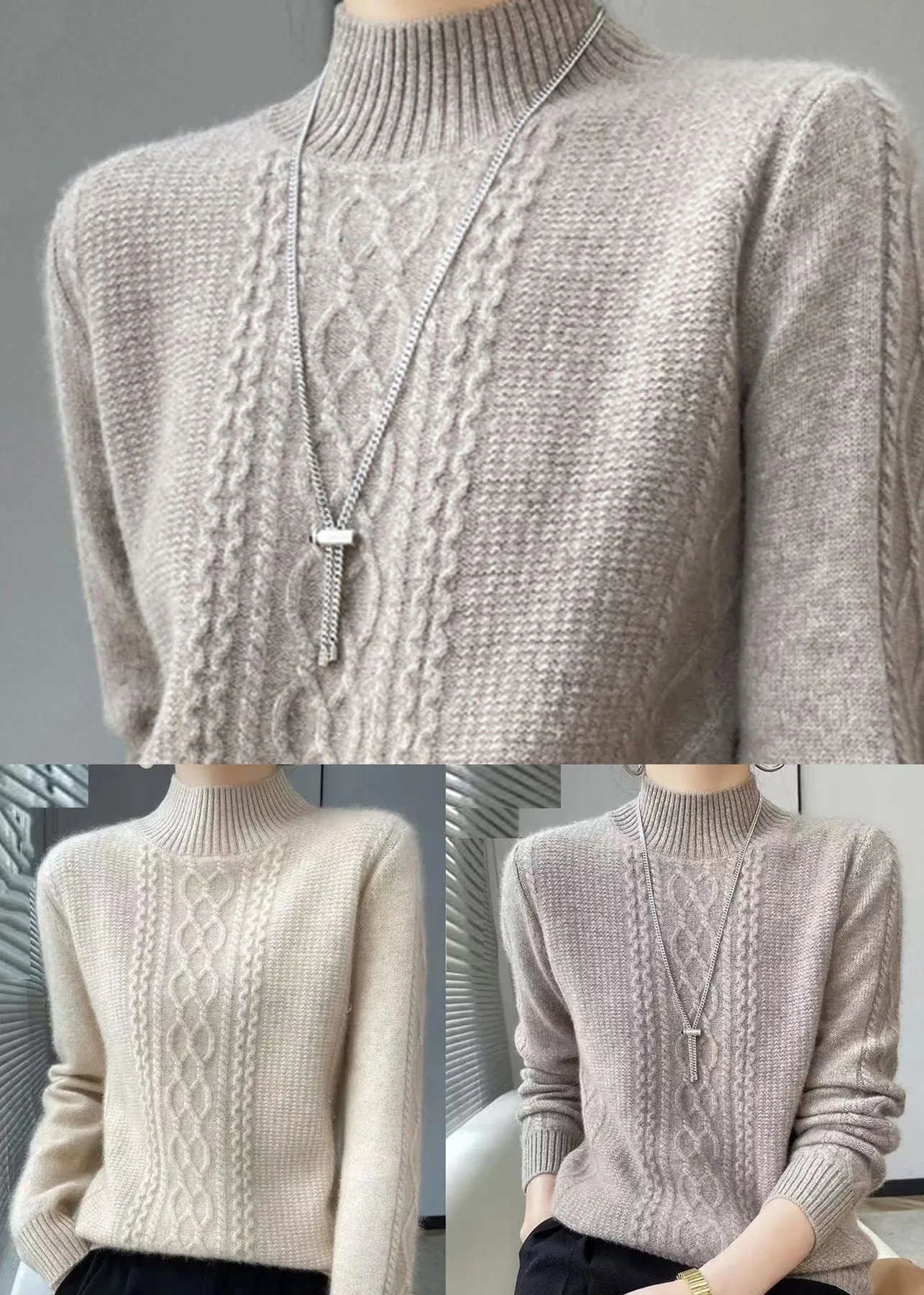 Women's Cozy High Collar Cable Knitted Jumper | Perfect for Autumn/Winter