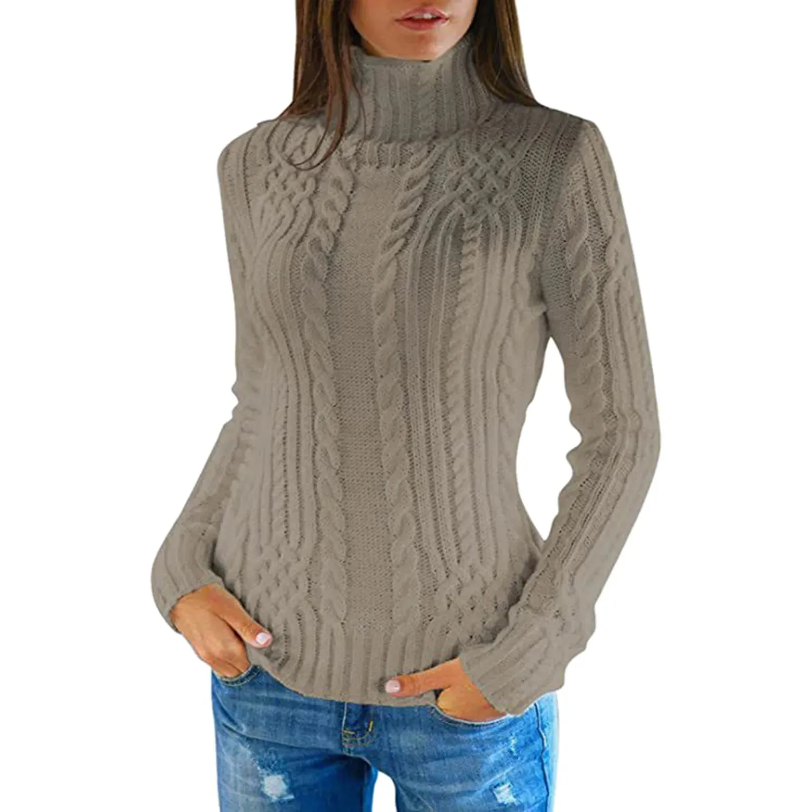 Women's Soft Cable Knit Turtleneck Jumper | Ideal for Autumn/Winter