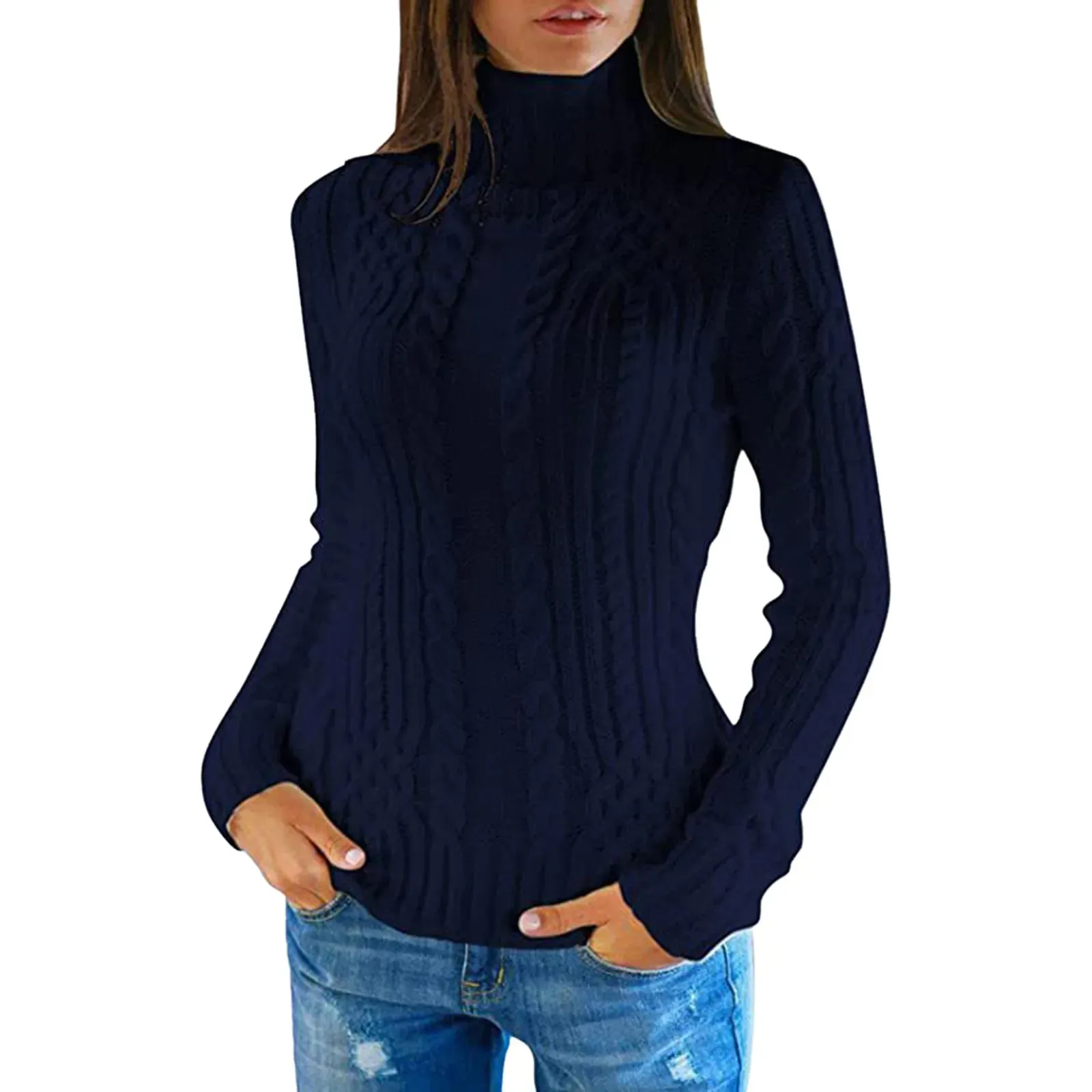 Women's Soft Cable Knit Turtleneck Jumper | Ideal for Autumn/Winter