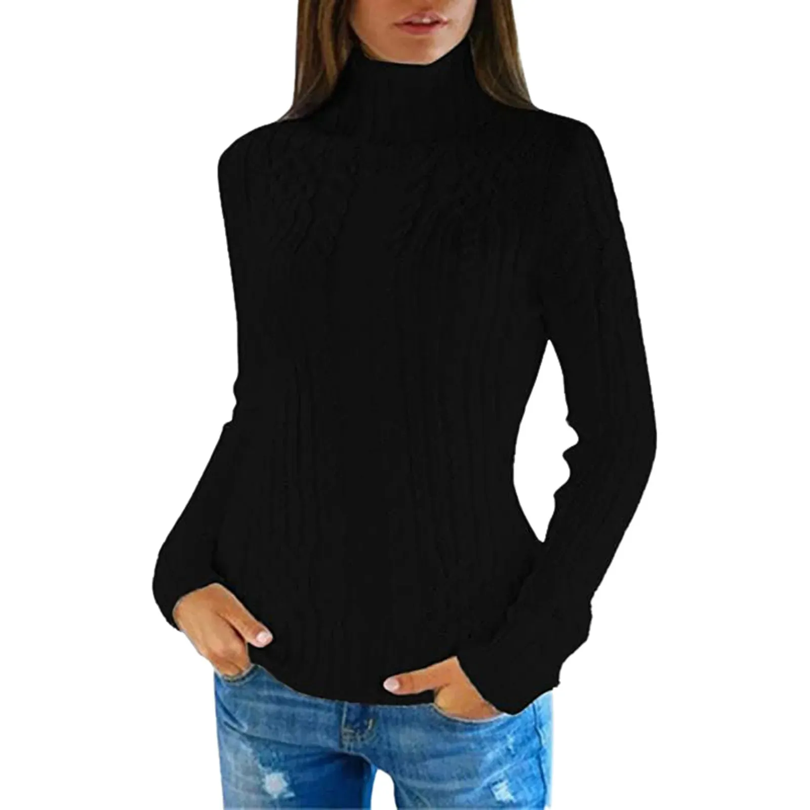 Women's Soft Cable Knit Turtleneck Jumper | Ideal for Autumn/Winter