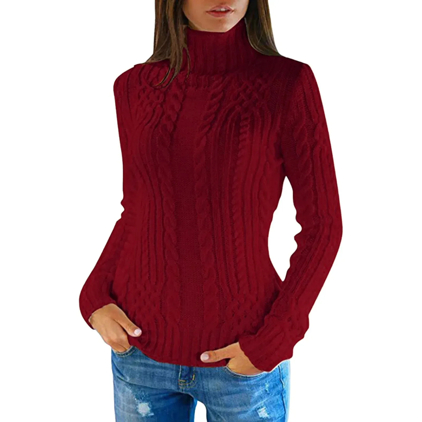 Women's Soft Cable Knit Turtleneck Jumper | Ideal for Autumn/Winter