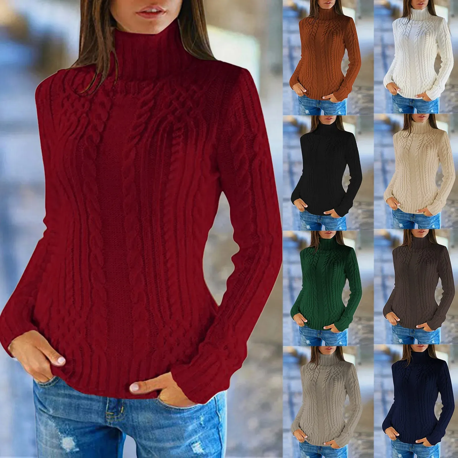 Women's Soft Cable Knit Turtleneck Jumper | Ideal for Autumn/Winter