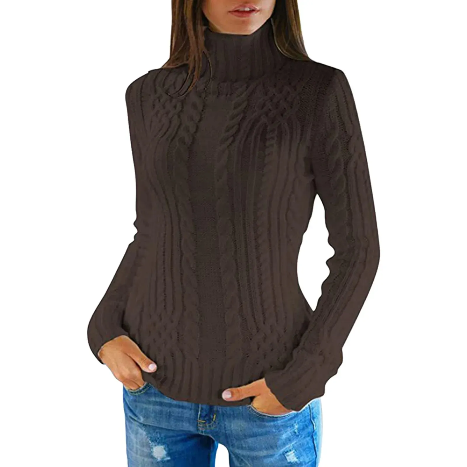 Women's Soft Cable Knit Turtleneck Jumper | Ideal for Autumn/Winter