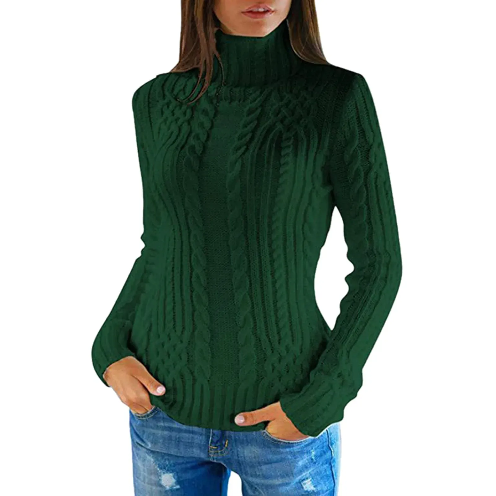 Women's Soft Cable Knit Turtleneck Jumper | Ideal for Autumn/Winter