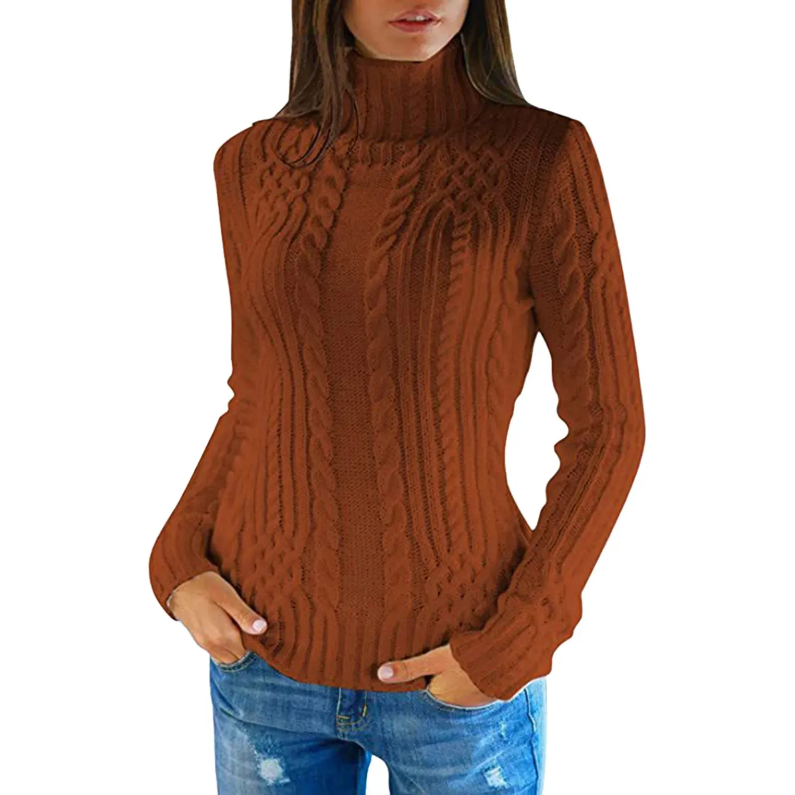 Women's Soft Cable Knit Turtleneck Jumper | Ideal for Autumn/Winter